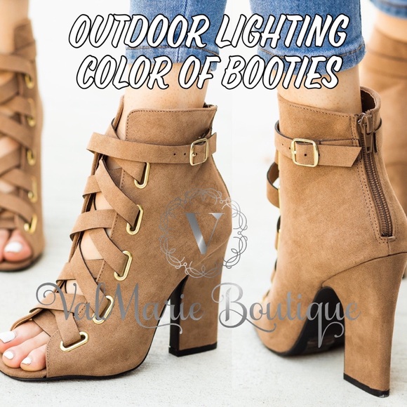 LAST 1! SUEDE LACE UP PEEP TOE BOOTIES - Picture 5 of 5